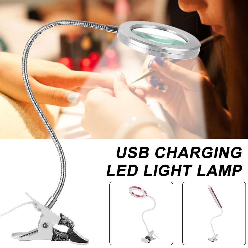 Лупа для ногтей ламсветильник красоты лампа с зажимом татуировки USB настольная