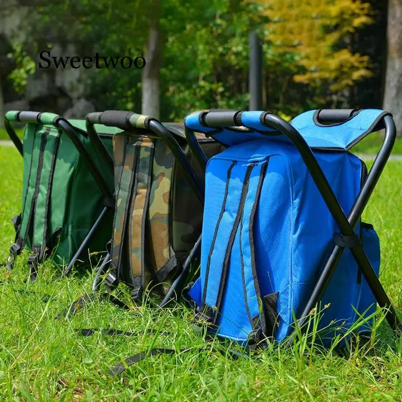 outdoor folding chair camping fishing chair stool backpack with cooler insulated portable picnic bag hiking seat table bags free global shipping