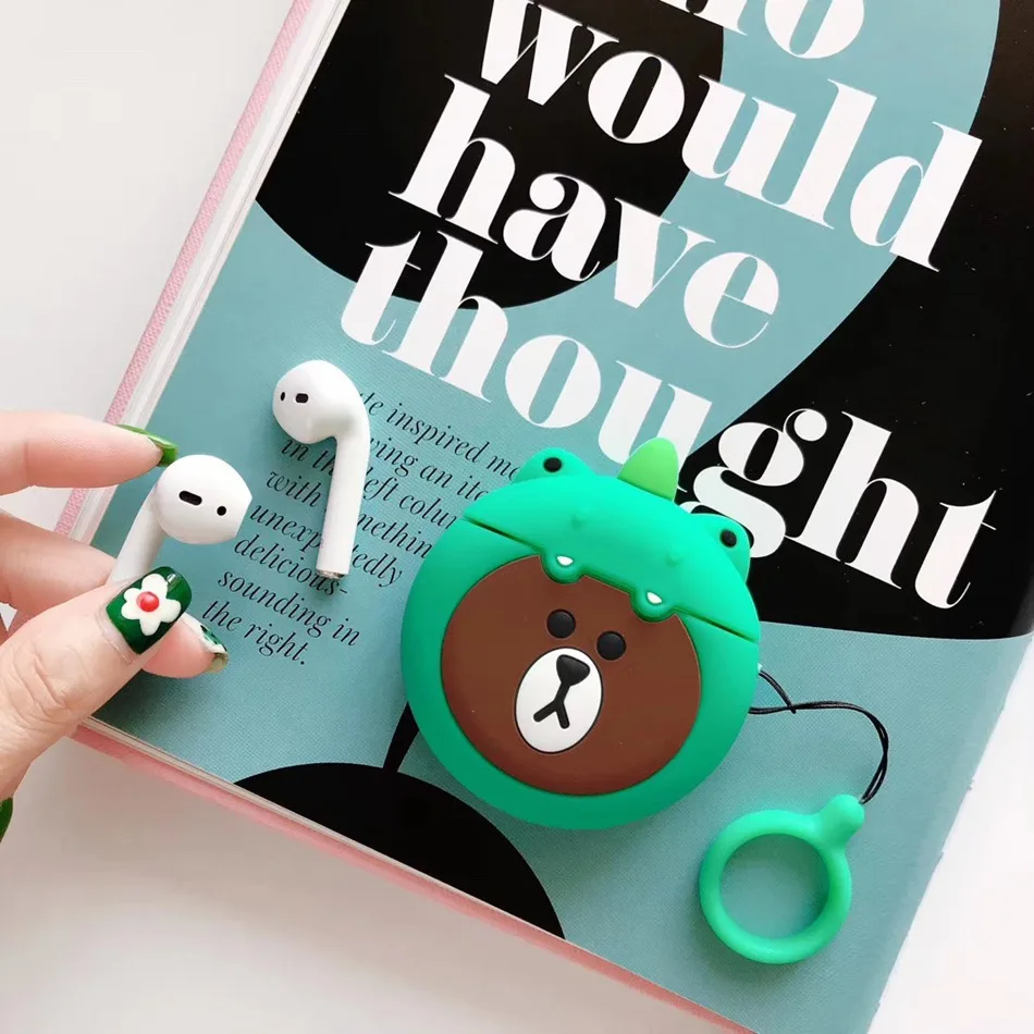 Милый чехол для Airpods Apple, чехол для наушников s, беспроводные наушники, защитный чехол, чехол для Airpods 1, 2, силиконовый чехол для AirPods