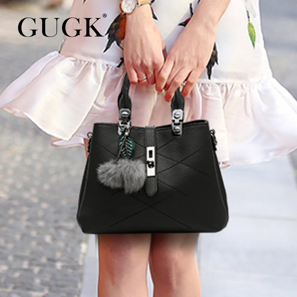 GUGK сумки универсальные женские кожаные нитки аппликации и аппаратный замок на