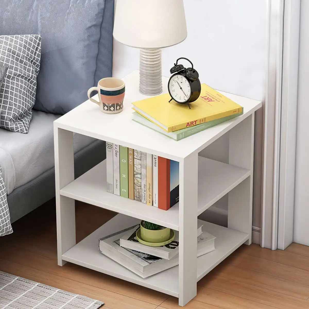 

Simple Wooden Bedside Table Cabinet Bedroom Locker Economical Mini Small Apartment Bedroom Nightstands Modern Locker