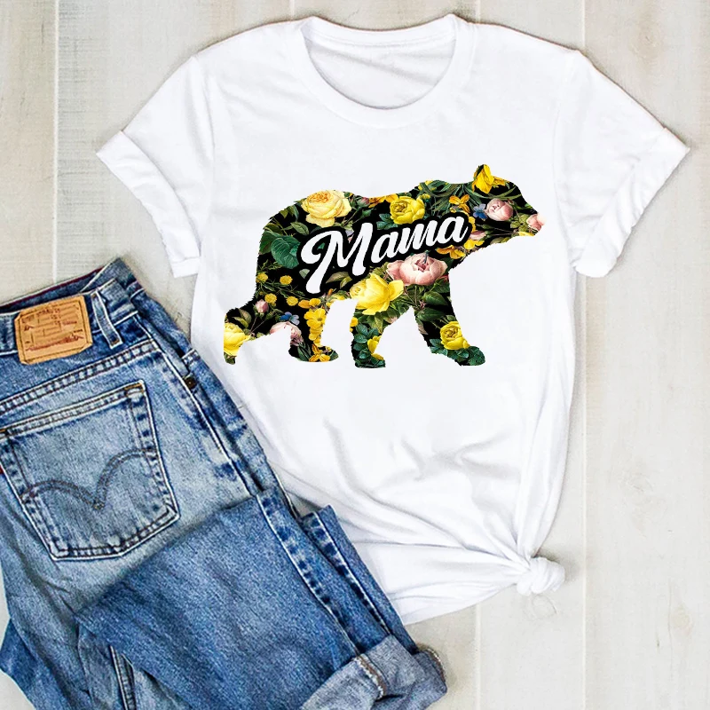 Женская летняя футболка с коротким рукавом и принтом Мама Медведь женская