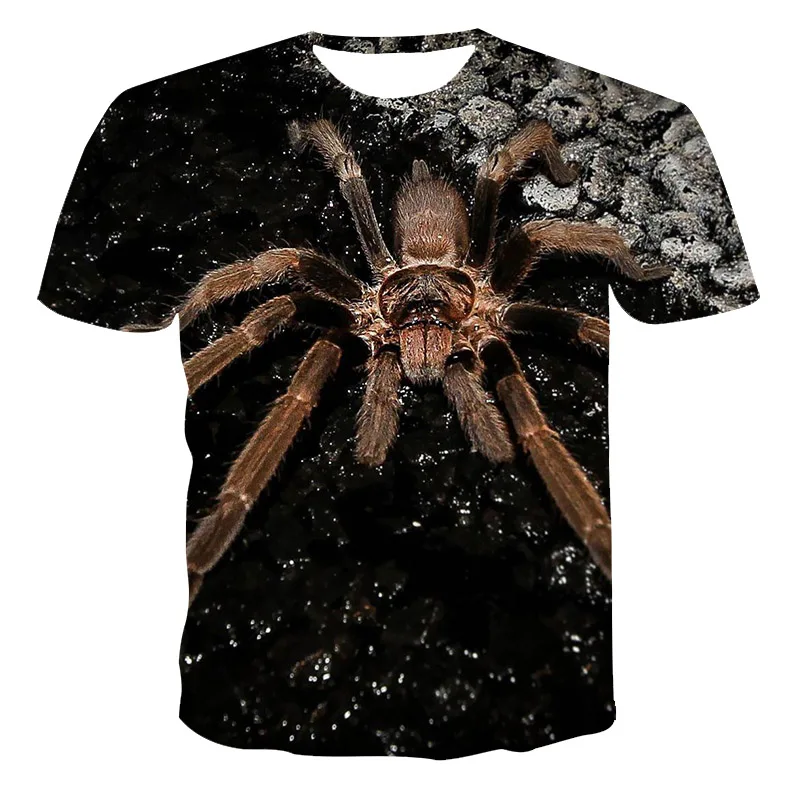 

2021 Summer 3D Male T-shirt Spider Crawling Print T-shirt Loose Fashion Round Neck T-shirt
