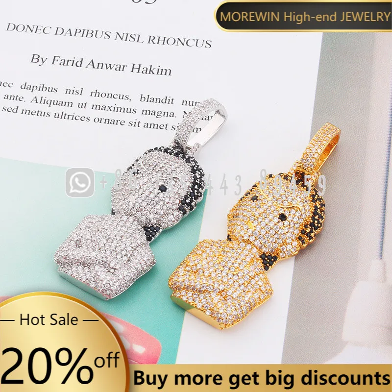 

Hip-hop Personality Ice Out Cartoon Character Couple Men And Women Zircon Pendant Creative Simple Men Accessories Party Jewelry