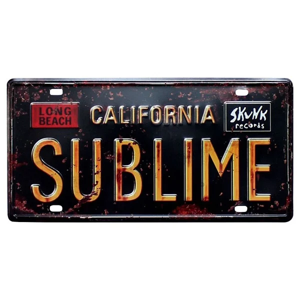 

California SUBLIME Tin Plates Car License plates Shabby Chic Metal Plaque Metal Art Poster Tin Signs