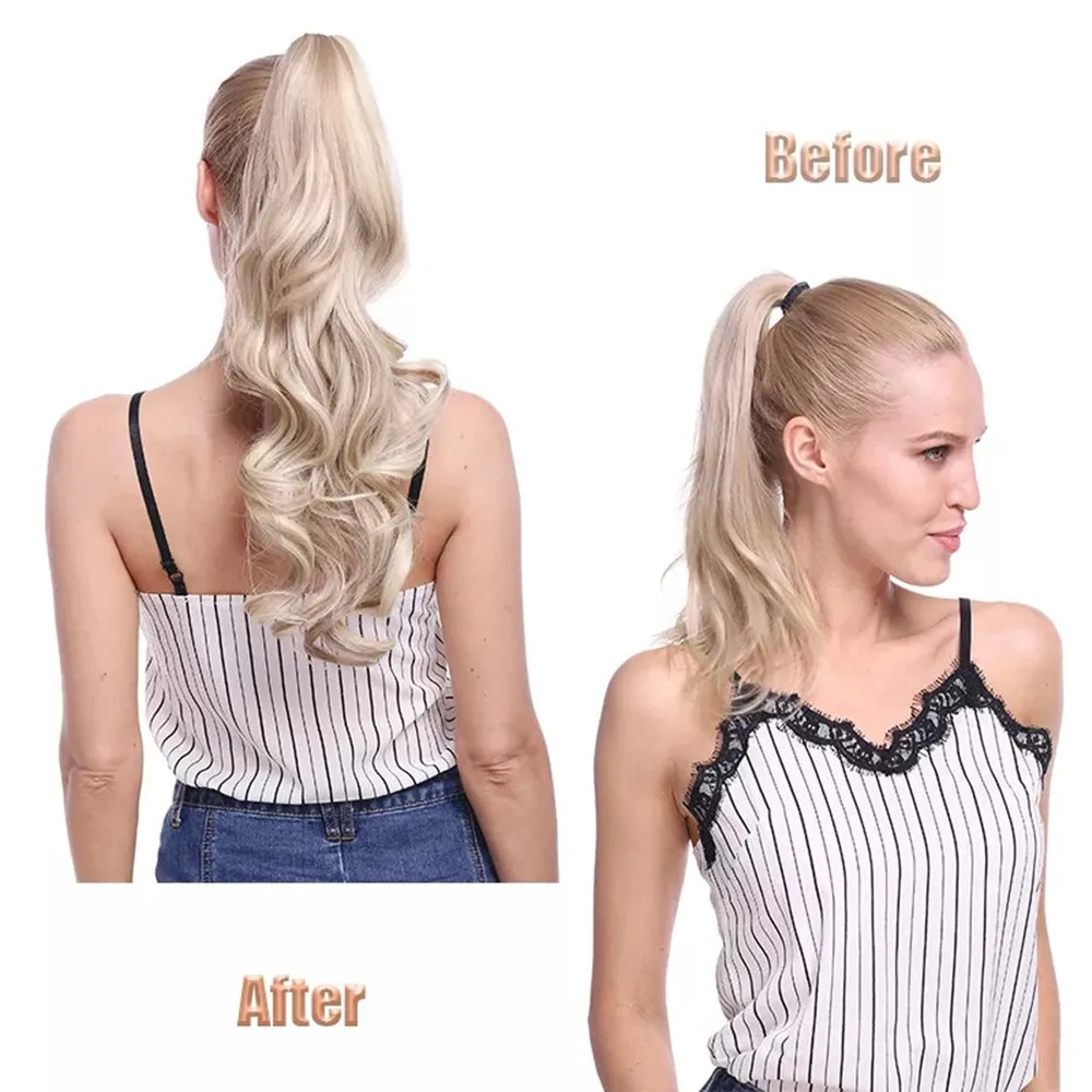 

Curly Hair-Extensions Ponytails Hair Clip, Wavy Ponytails Wig 14 Inches Synthetic Hair Natural Extension Hair Clip For Women