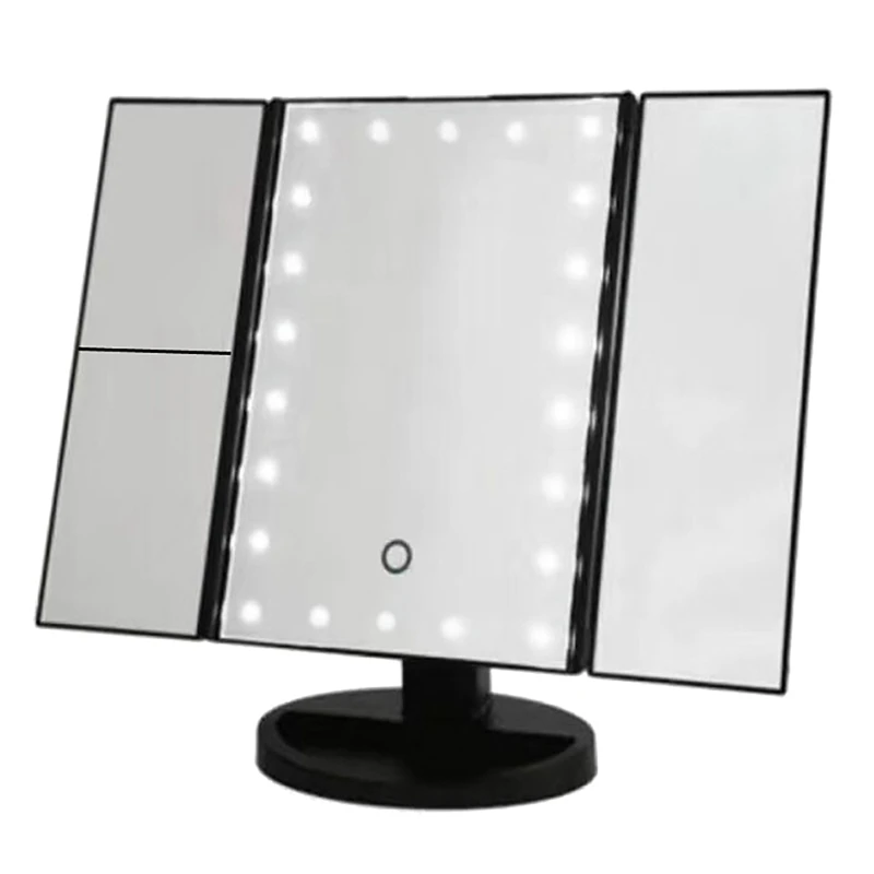 Зеркало для макияжа тройного сложения портативное складное зеркало