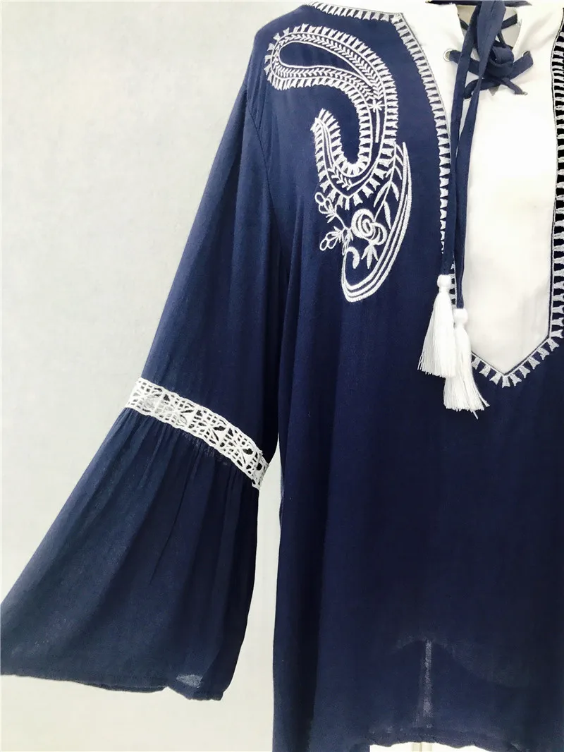 Женский купальный костюм с вышивкой накидка сексуальный кафтан Пляжная туника