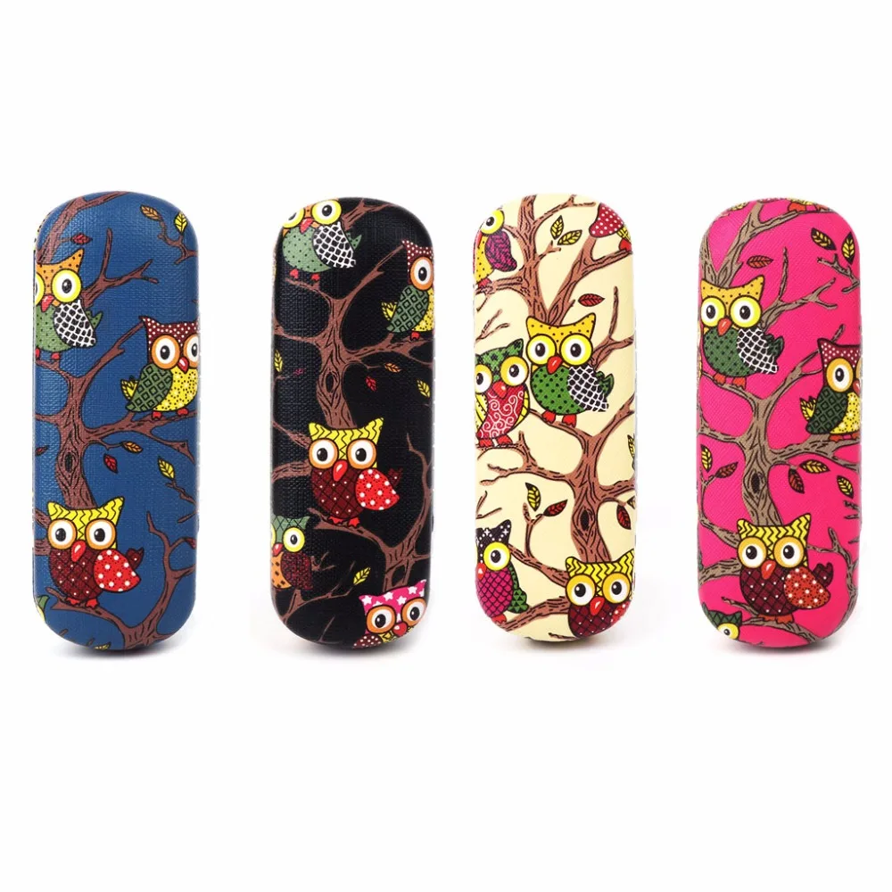 1 шт. коробка для очков с милой мультяшной совой 4 вида цветов на выбор льняная