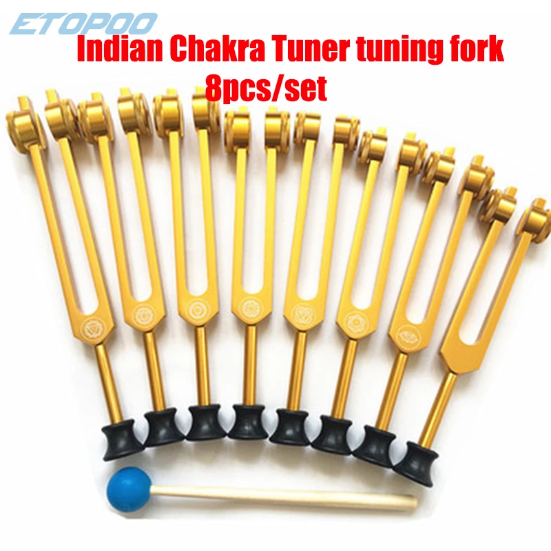 8 шт. Золотой набор индийский тюнер чакра Настройка вилка корень 194 18 Гц сердце 136 1