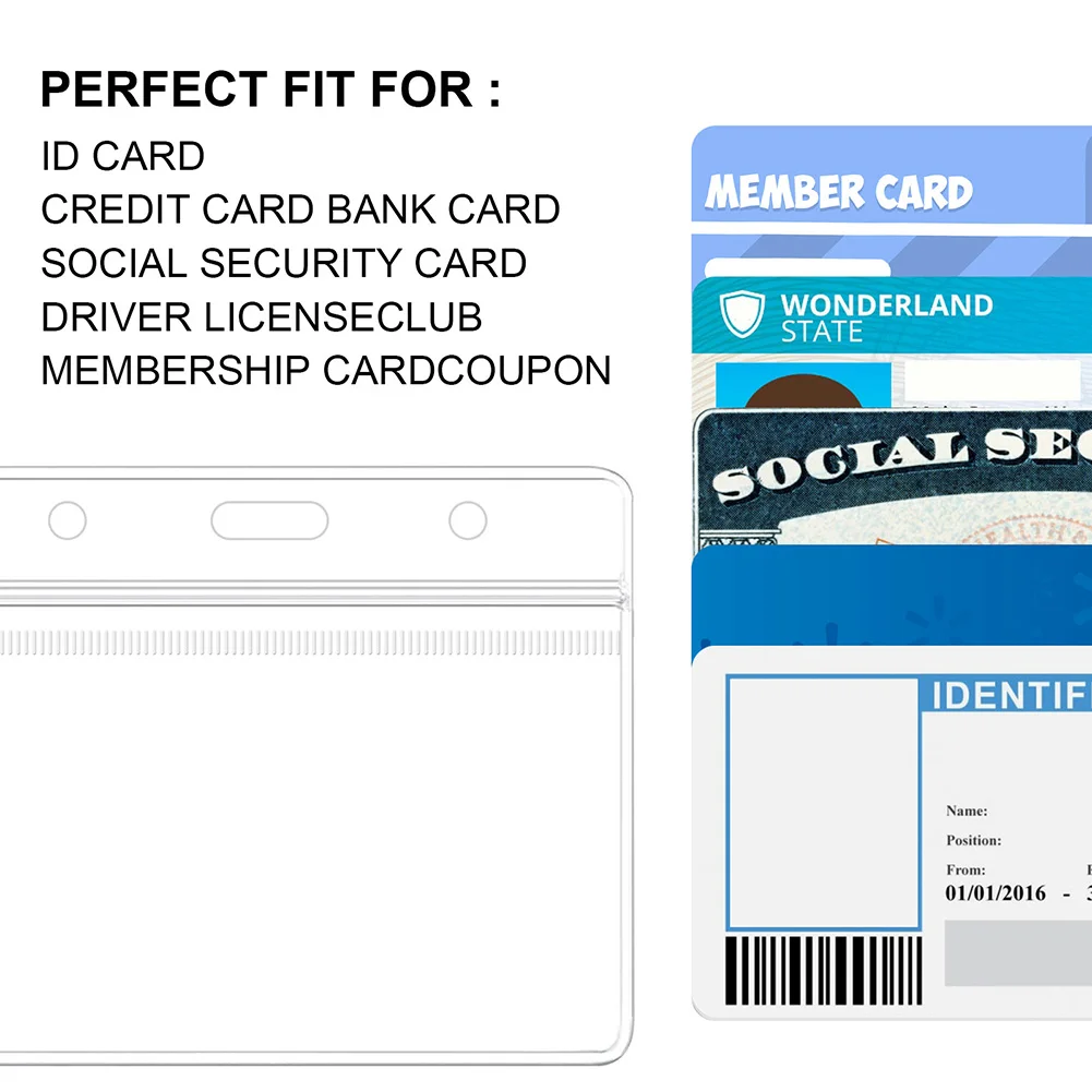 

3/5Pcs Card Badge Protector Horizontal Transparent Vinyl Plastic ID Bag Case Badge Holder Accessories School Supply