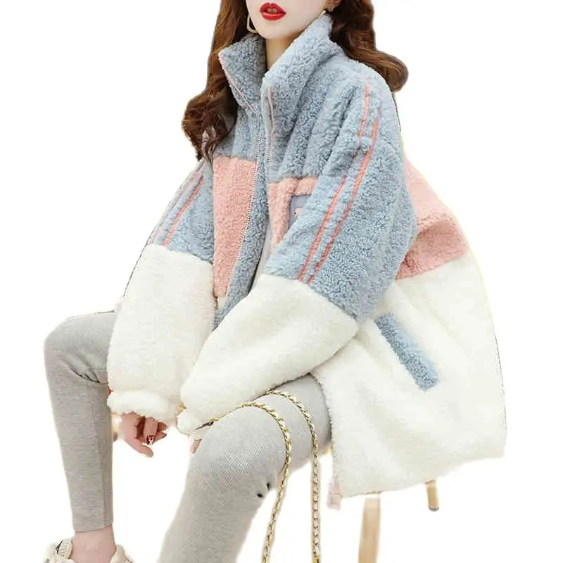 Толстая стеганая уличная куртка женский корейский Свободный кардиган из овечьей