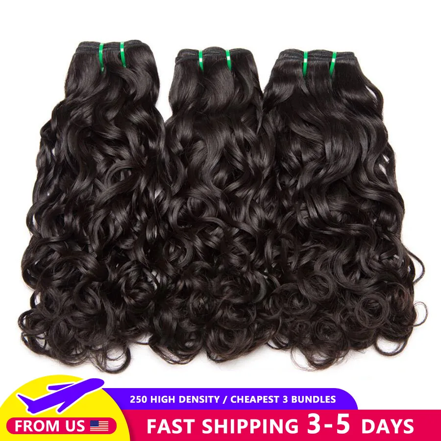 

3 Bundles Water Wave Brazilian Hair Weave Bundles Natural Color Human Hair Bundles Remy Hair Extensions No Tangle Alipop