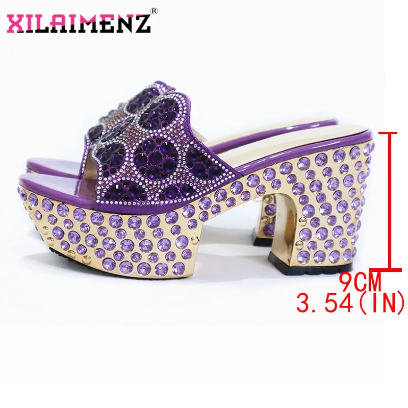 2020 Purple High Quality New Design Nigerian Women Shoes and Bag to Match African Lady Matching Hand for Wedding | Обувь