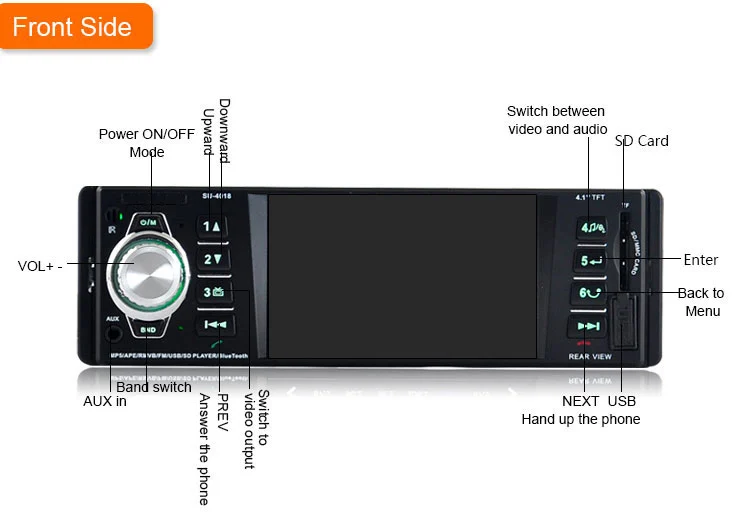 Авторадио 1 Din Bluetooth автомобильное радио 4 дюймов TFT экран 1080P видео Mp5 Плеер FM/USB SD AUX