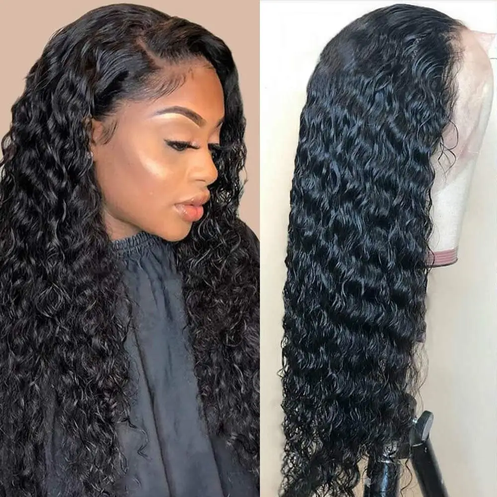 

Фронтальный парик с глубокой волной 13x4 HD, парики из человеческих волос с прозрачной кружевной передней частью для черных женщин, парик с глу...