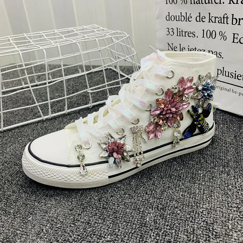 Женские холщовые туфли ручной работы высокие со шнуровкой плоская подошва