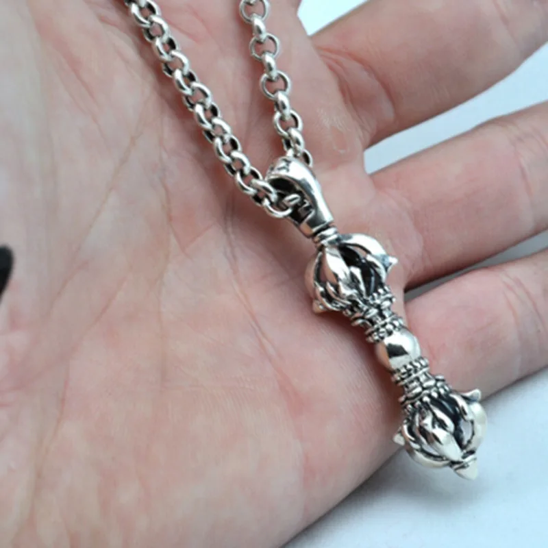 Стерлинговое Серебро 925 пробы винтажное тайское серебро религиозное ожерелье со