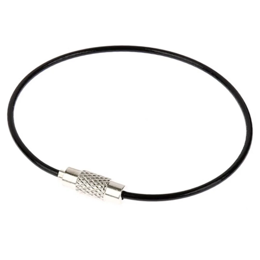 

Outdoor Rope Key Ring Multifunction For Camping Wire Rope Key Ring Stainless Steel Circle Wire Chain Carabiner 15CM Length