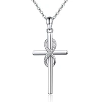cross necklace 925 sterling silver infinity zircon pendant religious fine jewelry christian baptism for women gift free shipping