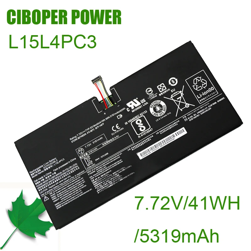

CP Genuine Laptop Battery L15L4PC3 7.72V/41WH/5319mAh For MIIX 720 720-12IKB MIIX 5 Pro L15M4PC3