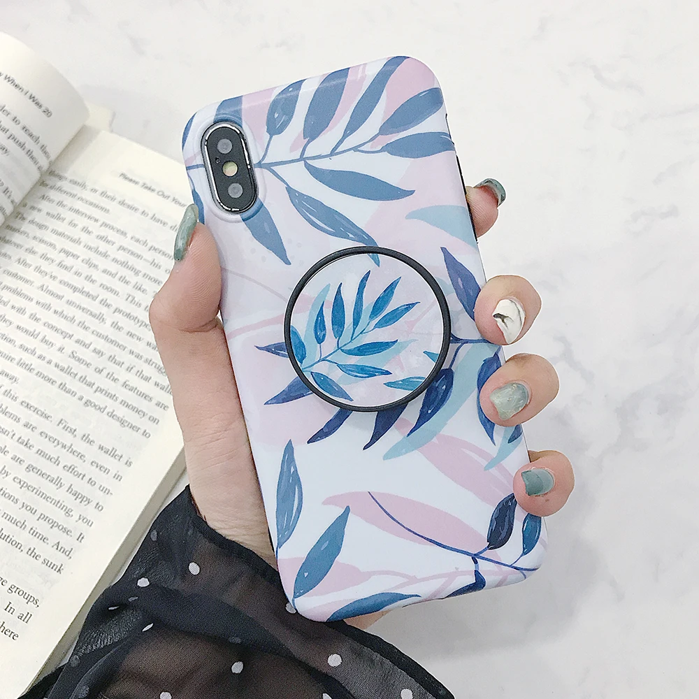 LOVECOM ретро лист стрейч Стенд чехол для телефона для iPhone 11 Pro Max XR X XS Max 7 8 6S Plus чехол мягкий IMD Телефон задняя крышка оболочка