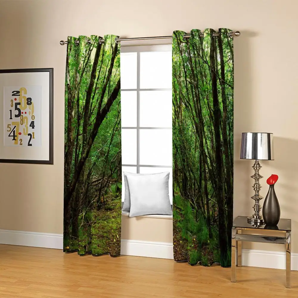 Пользовательские 3D фото лесное дерево небольшая дорога пейзаж оконные шторы для