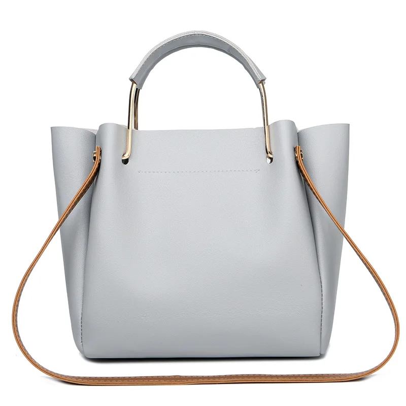 

Bags Solid Color Women 2021 Straddle Shoulder Bag Metal Handle Cross-Body Female Literary Single Casual Tote Female Handbag