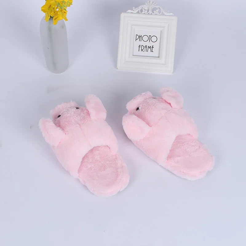 

HL03 TOPRINCESS Hot Sale Home Animal Slippers Cartoon Pink Pig Bedroom Soft Plush Slippers For Girls House Anti-slip Slippers