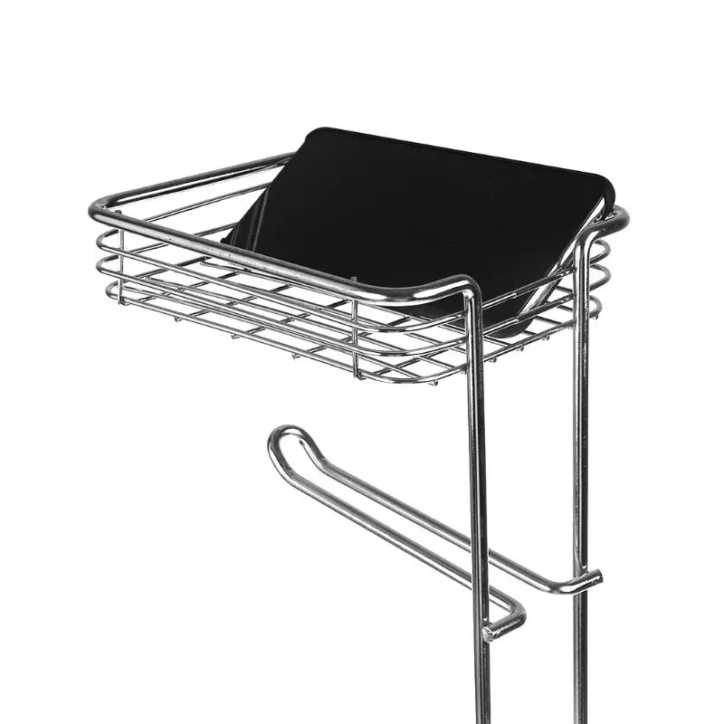 

Stainless Steel Roll Paper Holder Rack Toilet Tissue Towel Stand Multifunctional Home Storage Shelf Kitchen Bathroom Supplies