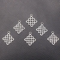 12pcslot silver plated chinese knot charm metal pendants diy necklaces bracelets jewelry handicraft accessories 2514mm p456