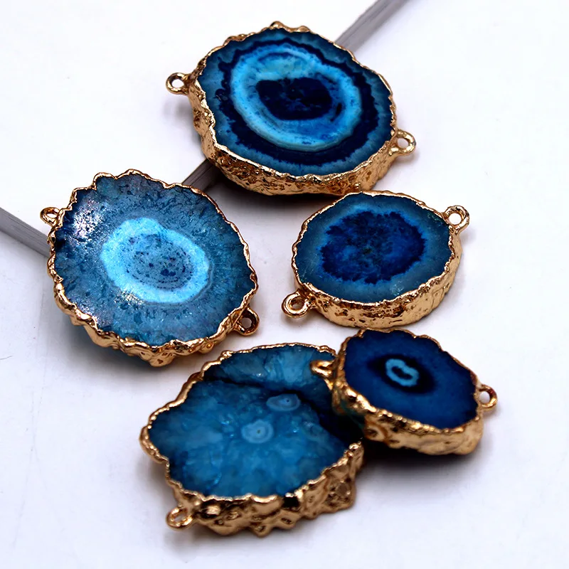 Соединитель из натурального кристалла с солнечным цветком двойное кольцо кулон