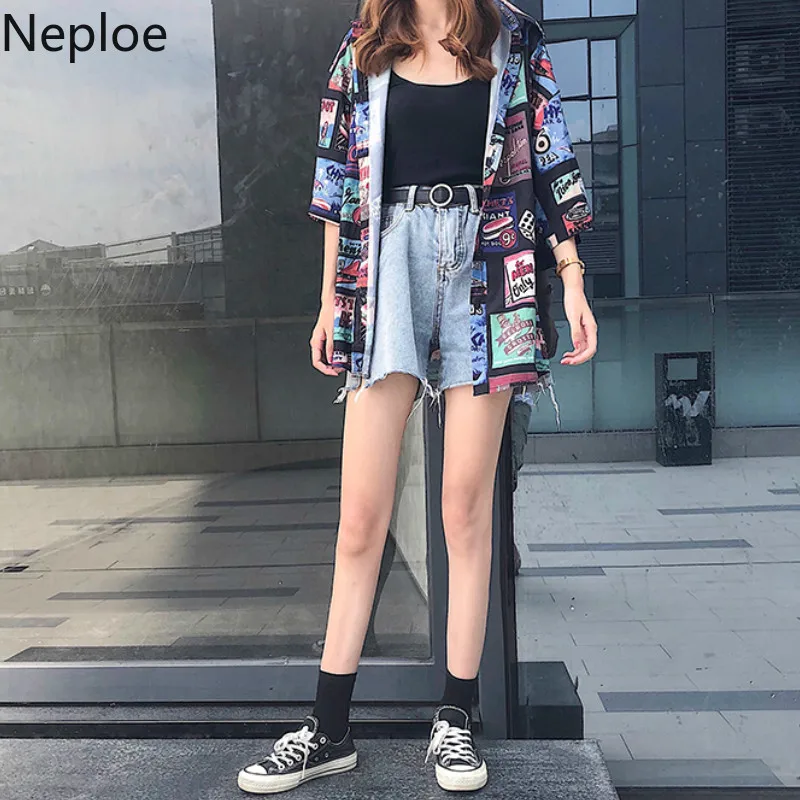 Женские топы с принтом в стиле хип-хоп повседневные блузы отложным воротником и