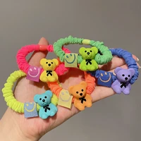 korean style new tie bear head rope fluorescent smiley hair circle candy colored girls hair accessories wholesale head wear