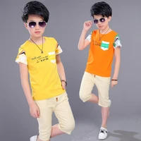 boy summer clothes new cotton short sleeved t shirt boys shorts set sport clothes for kids boys 8 to 12 year childrens clothing