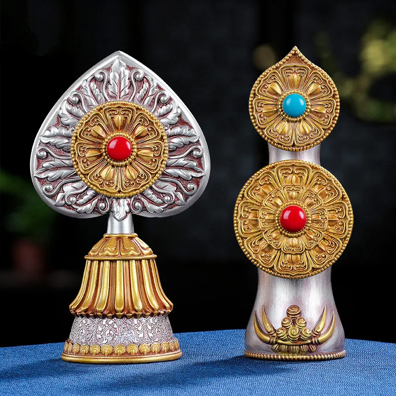 

Resin Colored Painted Duoma+Shizi Tantric Instruments Eight Flowers Lotus Base Colored Beads Home Putting Decorations