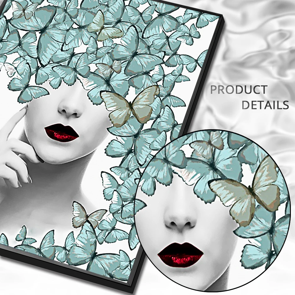 

Creative Art Sexy Girl Women Butterfly Nordic Wall Art Canvas Painting Hotel Apartment Poster Prints Decoration Modern Unframed