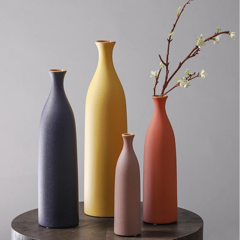 

Nordic Ceramic Vase Morandi Art Flower vase Colorful Tabletop Vases Home for TV Cabinet Model Decoration Floreros De Decoracion