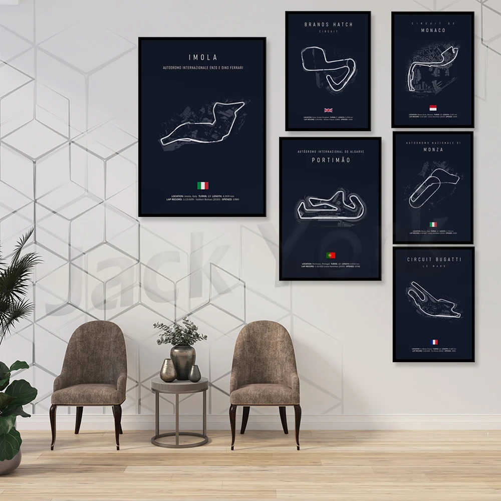 Абстрактная дорожка F1 гоночный автомобиль цепь Картина на холсте Современные