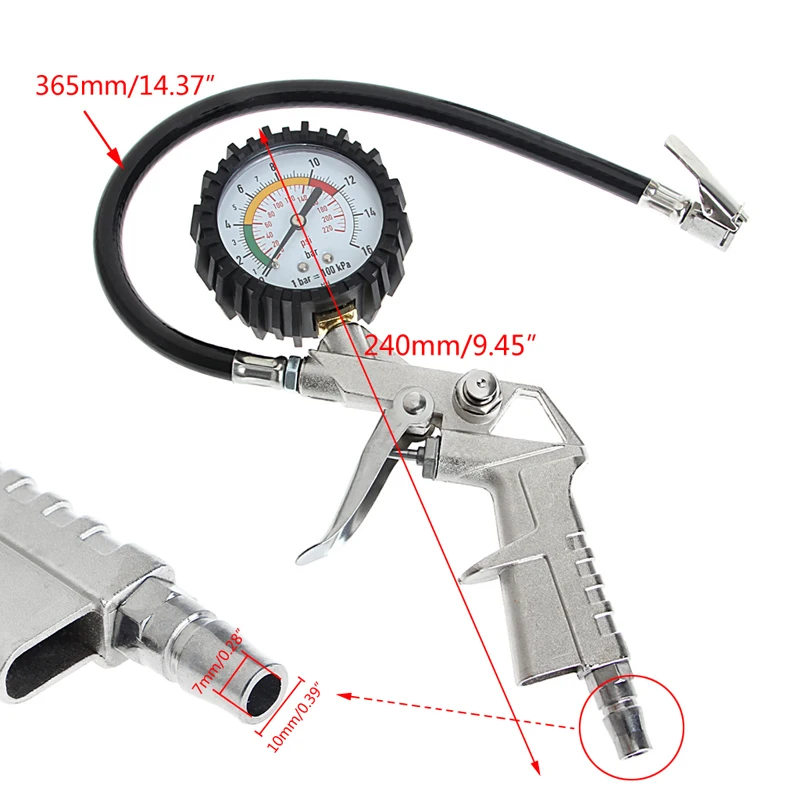 

Air Tire Pressure Inflator Gauge Professional Dial Meter Vehicle Tester Universal Clip-on Design Multifunctional Car Truck