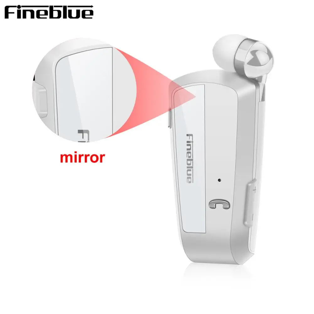 mirror white Fineblue F990 Беспроводная бизнес bluetooth-гарнитура, спортивные наушники для водителя, телескопические стерео наушники-вкладыши с клипсой, вибрация, роскошный черный цвет - Цвет: mirror white