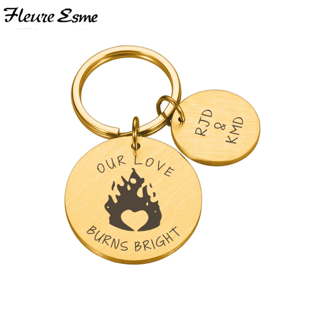 

Personalized Keychain for Couple Boyfriend Girlfriend Valentine's Day Present Metal Key Chain Engraved Keyring Gift for Her Him