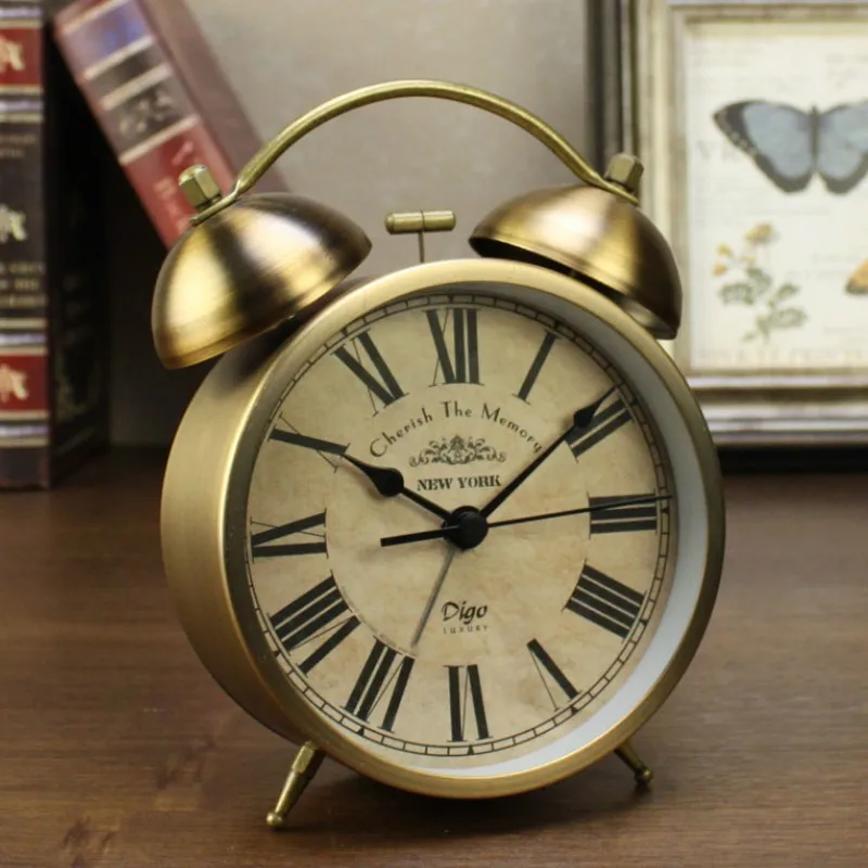 Прикроватный тихий будильник американские настольные часы в стиле ретро для