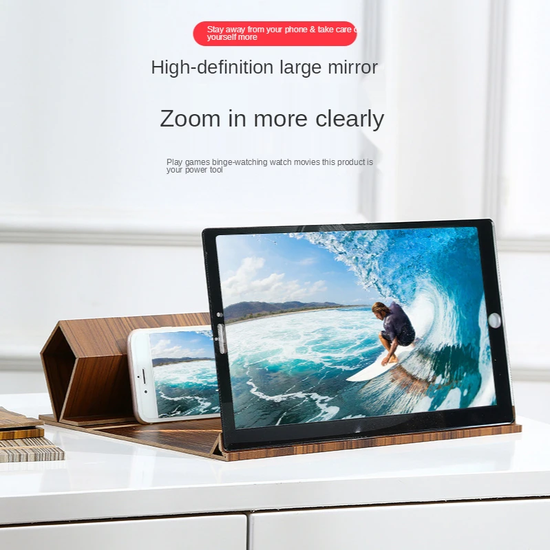 12-дюймовое увеличительное стекло с алмазной текстурой древесины 6D увеличительное стекло высокой четкости 3X4X защита глаз