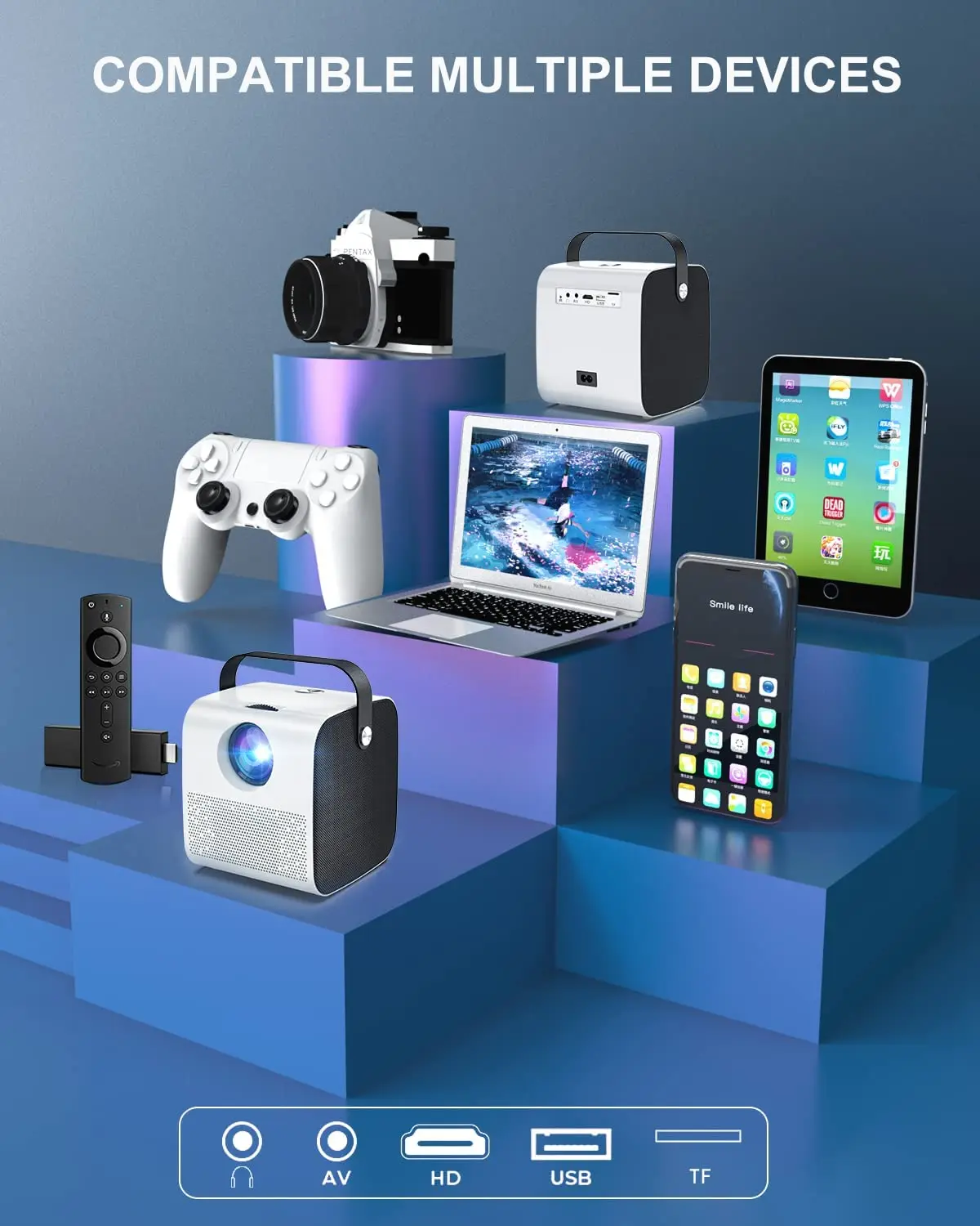 Salange P52 проектор для дома 1280*720 портативный домашний кинотеатр 3600 люмен Android