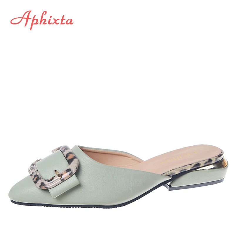 

Женские шлепанцы с острым носком Aphixta, пляжные шлепанцы большого размера, Пряжка Леопард, 3,5