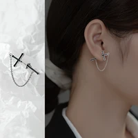 925 thai silver cross drop woman earring jewerly puck vintage bohemia trend cool modern womens earrings 2022