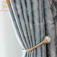 american light luxury gold silk printed jacquard curtains blackout curtains for living room and bedroom customized products