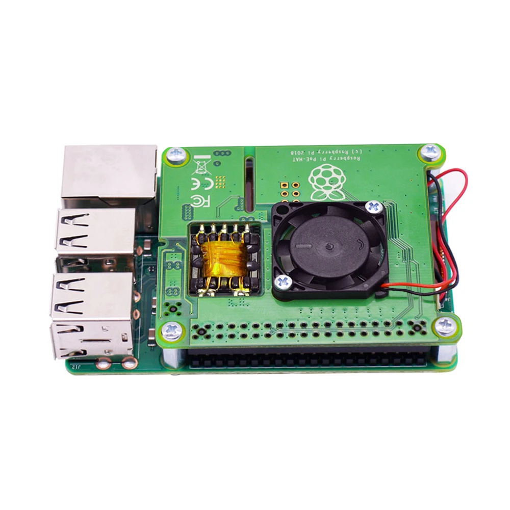 Модуль питания Raspberry Pi 4B/3B + Ethernet PoE Расширительная плата POE HAT с вентилятором и