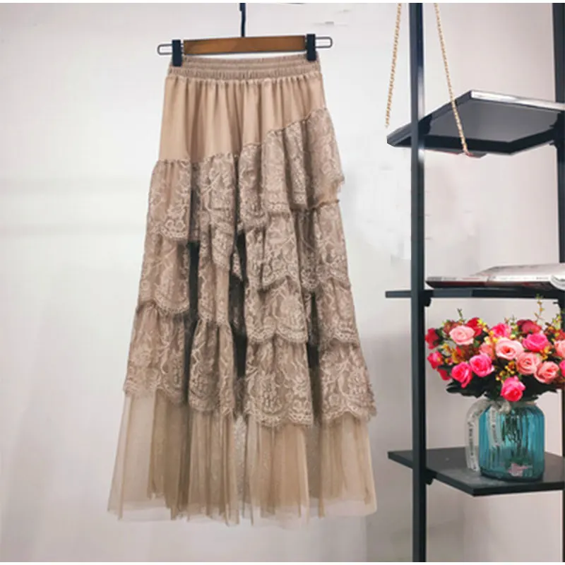 Женская ассиметричная юбка-пачка многослойная из фатина с кружевным корсетом